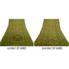 Sanskriti Vintage Sarees Green Indian Printed 100% Pure Silk Sari Craft Sustainable Fabric