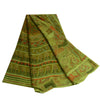 Sanskriti Vintage Sarees Green Indian Printed 100% Pure Silk Sari Craft Sustainable Fabric