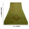 Sanskriti Vintage Sarees Green Indian Printed 100% Pure Silk Sari Craft Sustainable Fabric