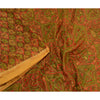 Sanskriti Vintage Sarees Indian Saffron Pure Silk Print Woven Sari Craft Sustainable Fabric