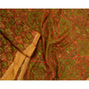 Sanskriti Vintage Sarees Indian Saffron Pure Silk Print Woven Sari Craft Sustainable Fabric