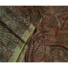Sanskriti Vintage Sarees Indian Green 100% Pure Silk Printed Sari Craft Sustainable Fabric