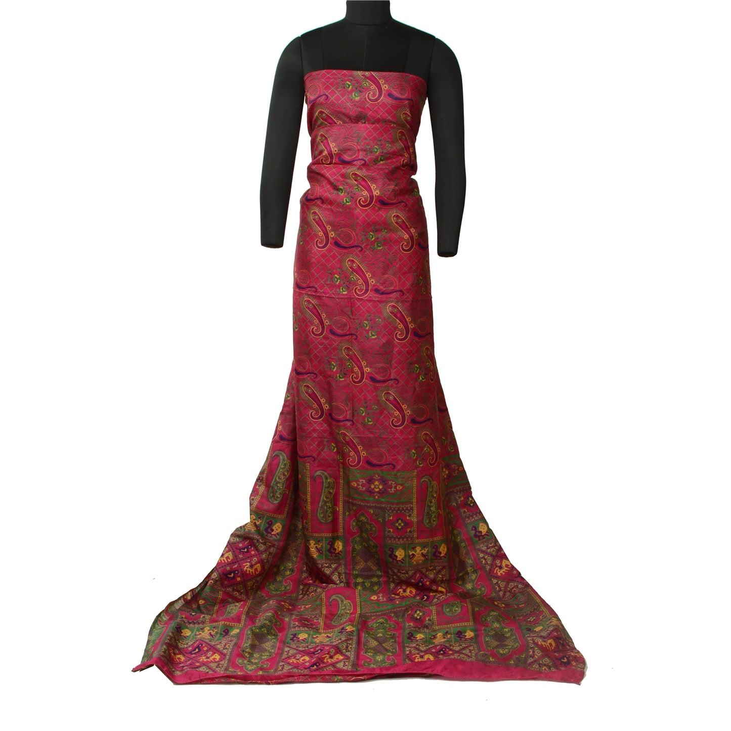 Sanskriti Vintage Sarees Quilting Felting Craft Sustainable Fabric Pink Print Pure Silk Sari