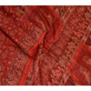 Sanskriti Vintage Sarees Scarlet Human Printed Pure Silk Sari Soft Craft Sustainable Fabric