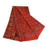 Sanskriti Vintage Sarees Scarlet Human Printed Pure Silk Sari Soft Craft Sustainable Fabric