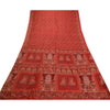 Sanskriti Vintage Sarees Scarlet Human Printed Pure Silk Sari Soft Craft Sustainable Fabric