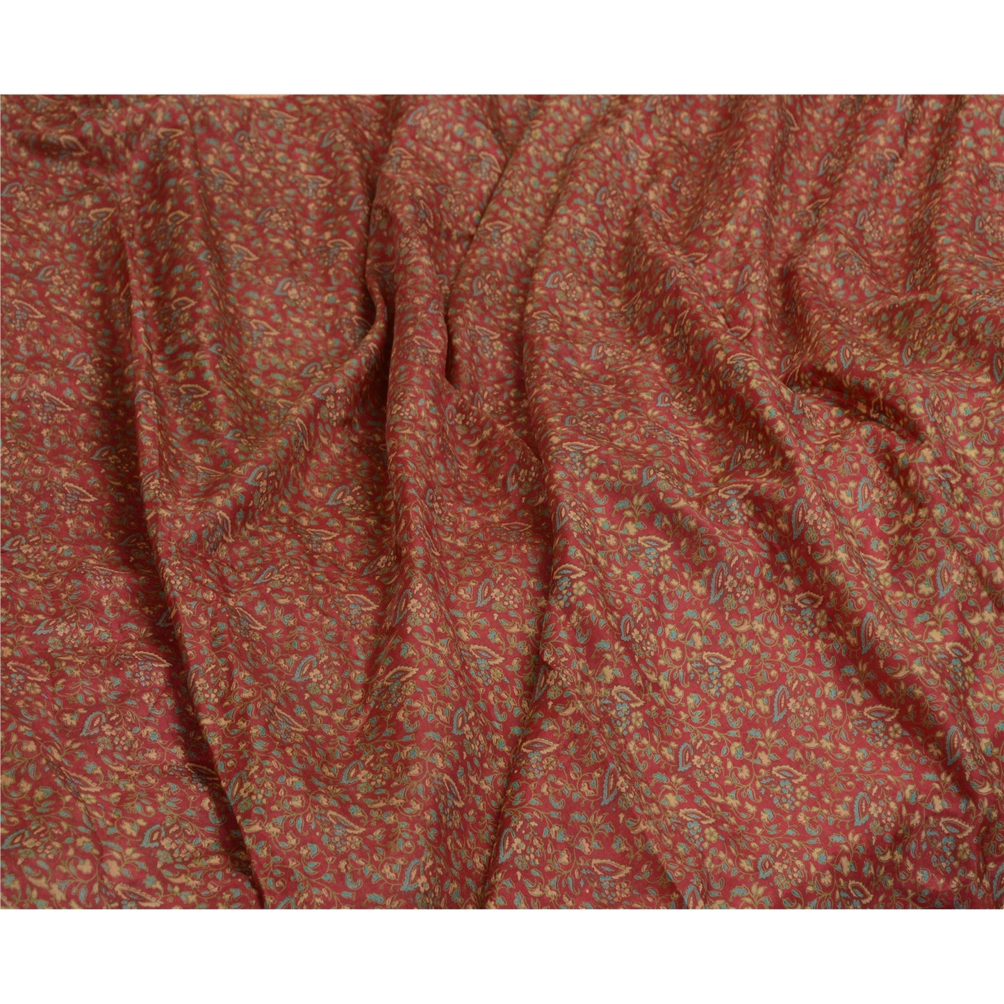 Sanskriti Vintage Sarees Indian Blush-Pink Pure Silk Printed Sari Craft Sustainable Fabric