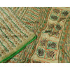 Sanskriti Vintage Sarees Ivory Zari Border Pure Silk Printed Sari Craft Sustainable Fabric