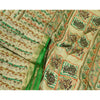 Sanskriti Vintage Sarees Ivory Zari Border Pure Silk Printed Sari Craft Sustainable Fabric