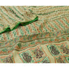Sanskriti Vintage Sarees Ivory Zari Border Pure Silk Printed Sari Craft Sustainable Fabric