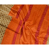 Sanskriti Vintage Sarees Cream & Orange Pure Silk Printed Sari 5yd Craft Sustainable Fabric