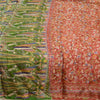 Sanskriti Vintage Sarees Indian Red & Green Blend Silk Printed Sari Craft Sustainable Fabric