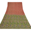 Sanskriti Vintage Sarees Indian Red & Green Blend Silk Printed Sari Craft Sustainable Fabric