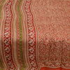 Sanskriti Vintage Sarees Red 100% Pure Silk Printed Sari Floral 5yd Craft Sustainable Fabric