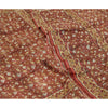 Sanskriti Vintage Sarees Dark Red Hand Block Printed Pure Silk Sari Craft Sustainable Fabric