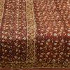 Sanskriti Vintage Sarees Dark Red Hand Block Printed Pure Silk Sari Craft Sustainable Fabric