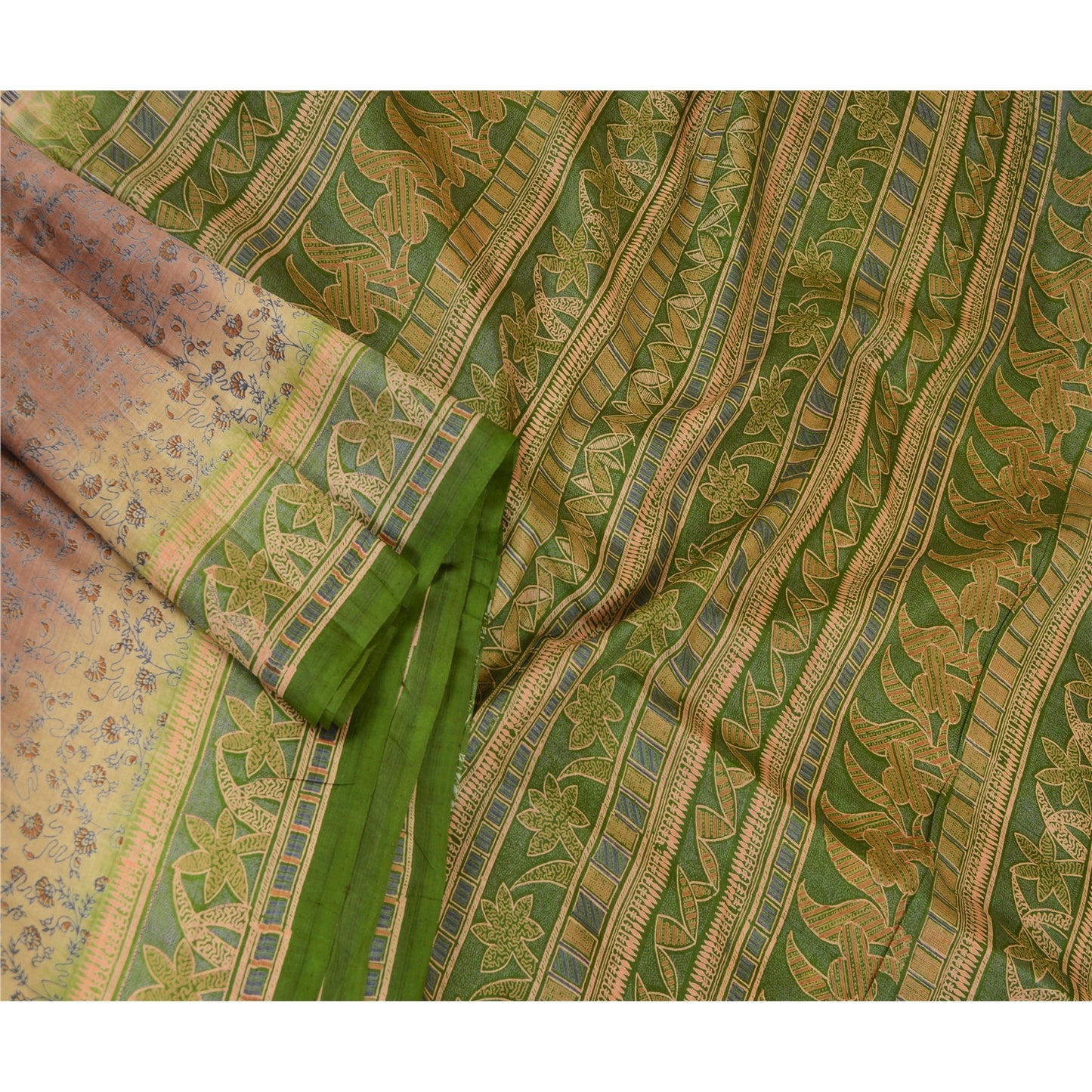 Sanskriti Vintage Sarees Quilting Felting Craft Sustainable Fabric Pure Silk Printed 5ydSari