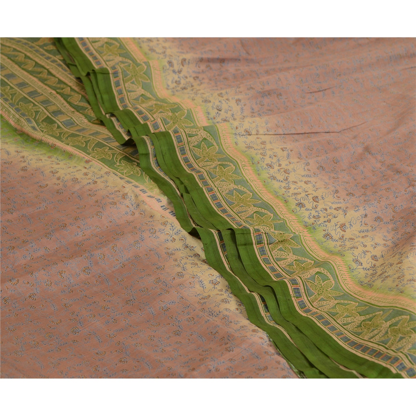 Sanskriti Vintage Sarees Quilting Felting Craft Sustainable Fabric Pure Silk Printed 5ydSari