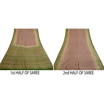 Sanskriti Vintage Sarees Quilting Felting Craft Sustainable Fabric Pure Silk Printed 5ydSari