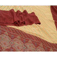 Load image into Gallery viewer, Sanskriti Vintage Sarees Cream/Red Bandhani Printed Pure Silk Sari Craft Fabric

