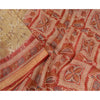 Sanskriti Vintage Dark Red/Brown Sarees 100% Pure Silk Printed Sari Craft Sustainable Fabric