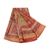 Sanskriti Vintage Dark Red/Brown Sarees 100% Pure Silk Printed Sari Craft Sustainable Fabric