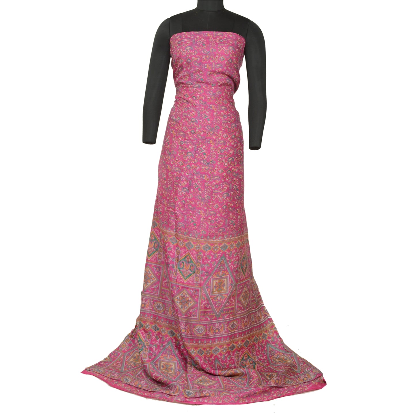 Sanskriti Vintage Sarees Pink 100% Ren Silke Trykt Sari Håndlavet 5 Yard Bæredygtigt Stof