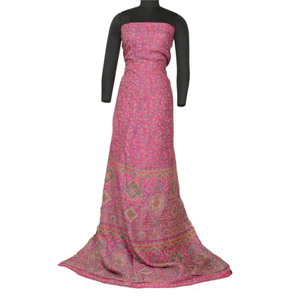 Sanskriti Vintage Sarees Pink 100% Ren Silke Trykt Sari Håndlavet 5 Yard Bæredygtigt Stof
