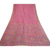 Sanskriti Vintage Sarees Pink 100% Ren Silke Trykt Sari Håndlavet 5 Yard Bæredygtigt Stof