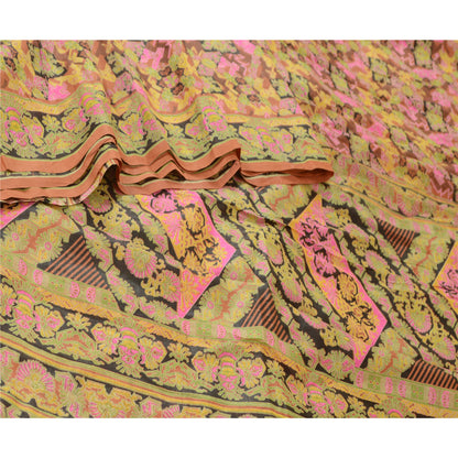 Sanskriti Vintage Sarees 5YD Pure Silk Quilting Felting Craft Sustainable Fabric Print Sari
