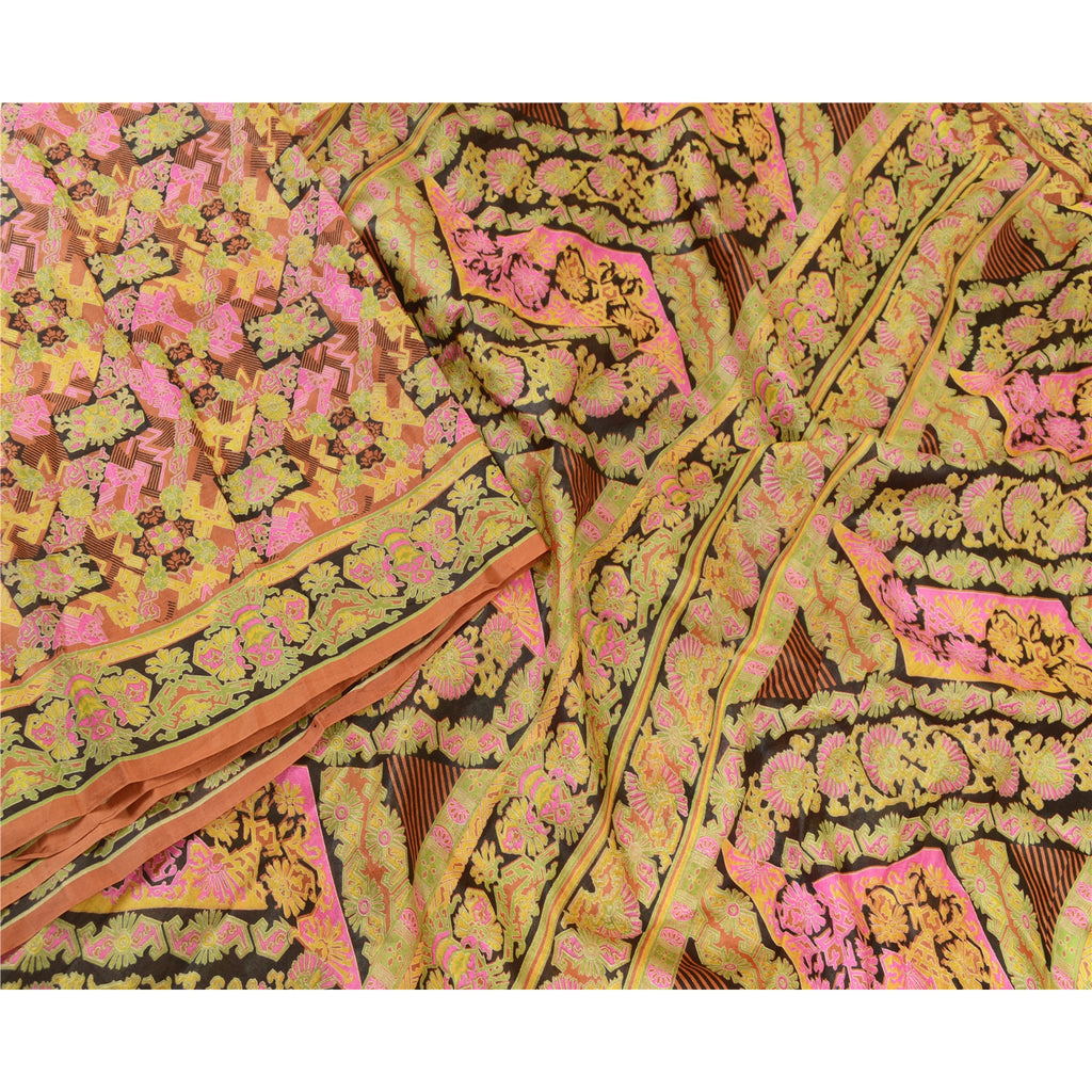 Sanskriti Vintage Sarees 5YD Pure Silk Quilting Felting Craft Sustainable Fabric Print Sari