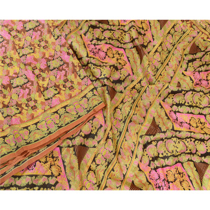 Sanskriti Vintage Sarees 5YD Pure Silk Quilting Felting Craft Sustainable Fabric Print Sari