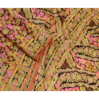 Sanskriti Vintage Sarees 5YD Pure Silk Quilting Felting Craft Sustainable Fabric Print Sari