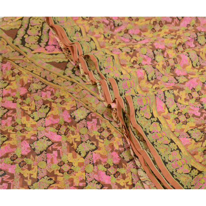 Sanskriti Vintage Sarees 5YD Pure Silk Quilting Felting Craft Sustainable Fabric Print Sari