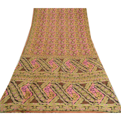 Sanskriti Vintage Sarees 5YD Pure Silk Quilting Felting Craft Sustainable Fabric Print Sari