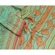Load image into Gallery viewer, Sanskriti Vintage Sarees Green 100% Pure Silk Printed Sari Floral Craft Fabric

