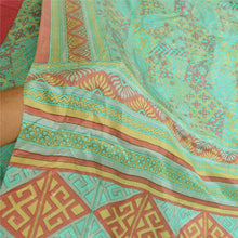 Load image into Gallery viewer, Sanskriti Vintage Sarees Green 100% Pure Silk Printed Sari Floral Craft Fabric
