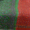 Sanskriti Vintage Sarees Red & Green 100% Pure Silk Printed Sari Craft Sustainable Fabric