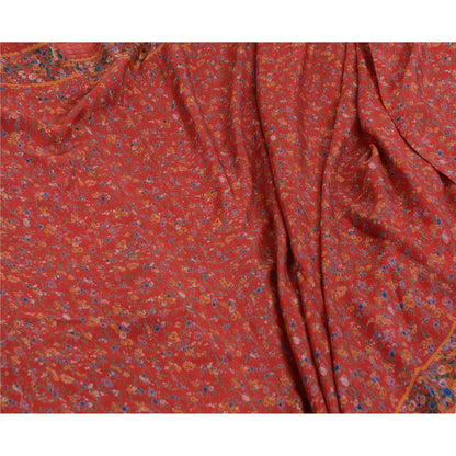 Sanskriti Vintage Sarees Red & Green 100% Pure Silk Printed Sari Craft Sustainable Fabric