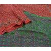 Sanskriti Vintage Sarees Red & Green 100% Pure Silk Printed Sari Craft Sustainable Fabric
