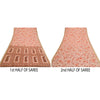 Sanskriti Vintage Sarees Pink Zari Border Pure Silk Printed Sari Craft Sustainable Fabric