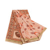 Sanskriti Vintage Sarees Pink Zari Border Pure Silk Printed Sari Craft Sustainable Fabric