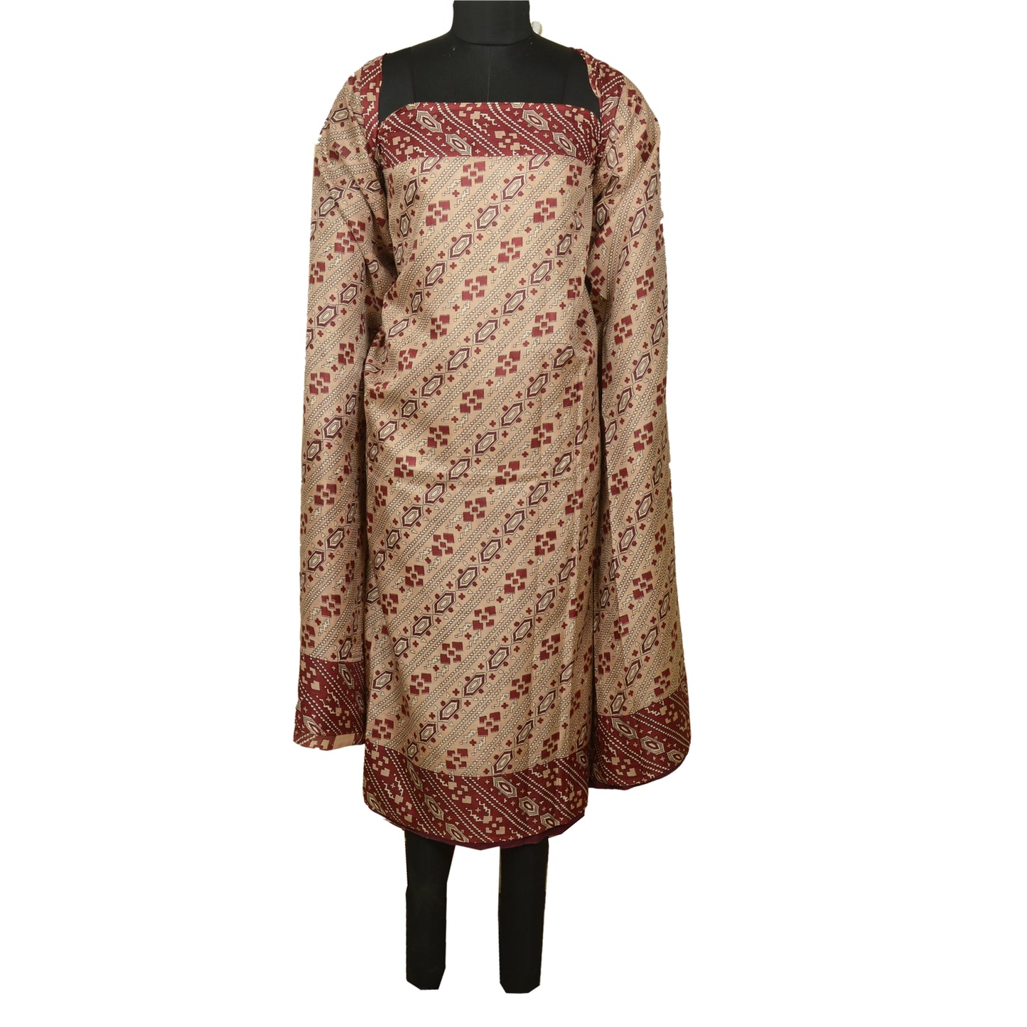 Sanskriti Vintage Sarees Indisk Brun/Rød Ren Silke Trykt Sari Håndværk Bæredygtigt Stoff