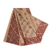 Sanskriti Vintage Sarees Indisk Brun/Rød Ren Silke Trykt Sari Håndværk Bæredygtigt Stoff