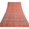 Sanskriti Vintage Sarees Orange 100% Pure Silk Printed Sari Soft Craft Sustainable Fabric