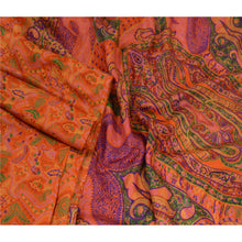 Load image into Gallery viewer, Sanskriti Vintage Sarees Orange 100% Pure Silk Printed Sari Soft Craft Fabric
