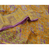 Sanskriti Vintage Sarees Saffron Zari Woven Printed Artificial Silk Sari Sustainable Fabric
