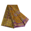 Sanskriti Vintage Sarees Saffron Zari Woven Printed Artificial Silk Sari Sustainable Fabric