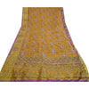 Sanskriti Vintage Sarees Saffron Zari Woven Printed Artificial Silk Sari Sustainable Fabric