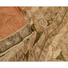 Sanskriti Vintage Sarees From India Peach Printed Pure Silk Sari Craft Sustainable Fabric